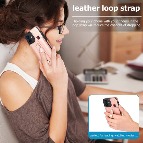 For iPhone 15 14 13 12 11 Pro Max PU Leather Hidden Wallet Card Slot Stand Case - Picture 68 of 68