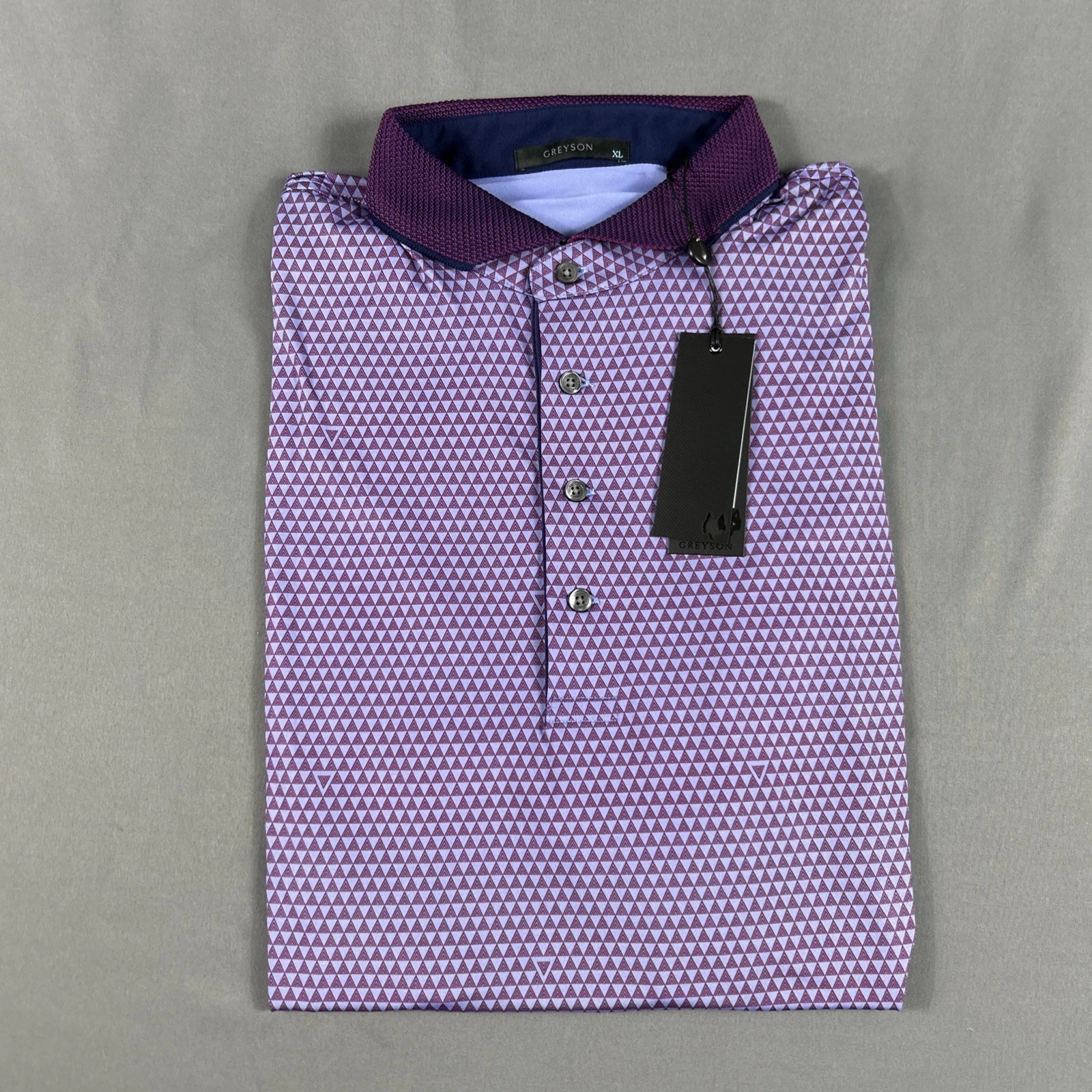 Greyson Golf Shirt Polo Volcano Diaries Print XL Purple Polyester MSRP $118