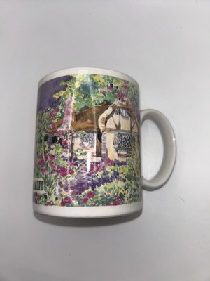 Vtg 1991 Dawna Barton Coffee Mug Vandor Japan English Garden Cottage Country