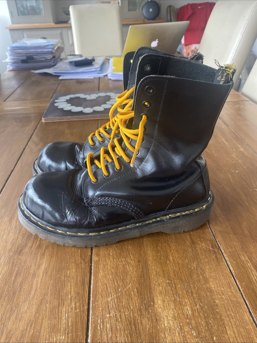 Dr Martens Airwair 10 Hole Boots Size 6 Steel Toe Black | eBay UK
