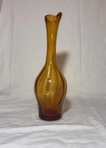 Vintage MCM 1968 Blenko Glass 64d Optic Vase In Wheat