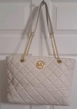 MICHAEL KORS PURSE WHITE WITH GOLD FULTON AUT...