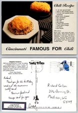 Continental Cincinnati Chili Recipe Postcard