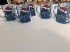 5 New Disney Stitch Holiday Christmas glass Mug