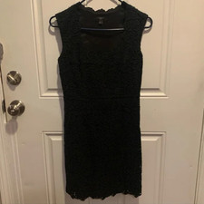 Ann Taylor Black Sheath Midi Dress Cocktail