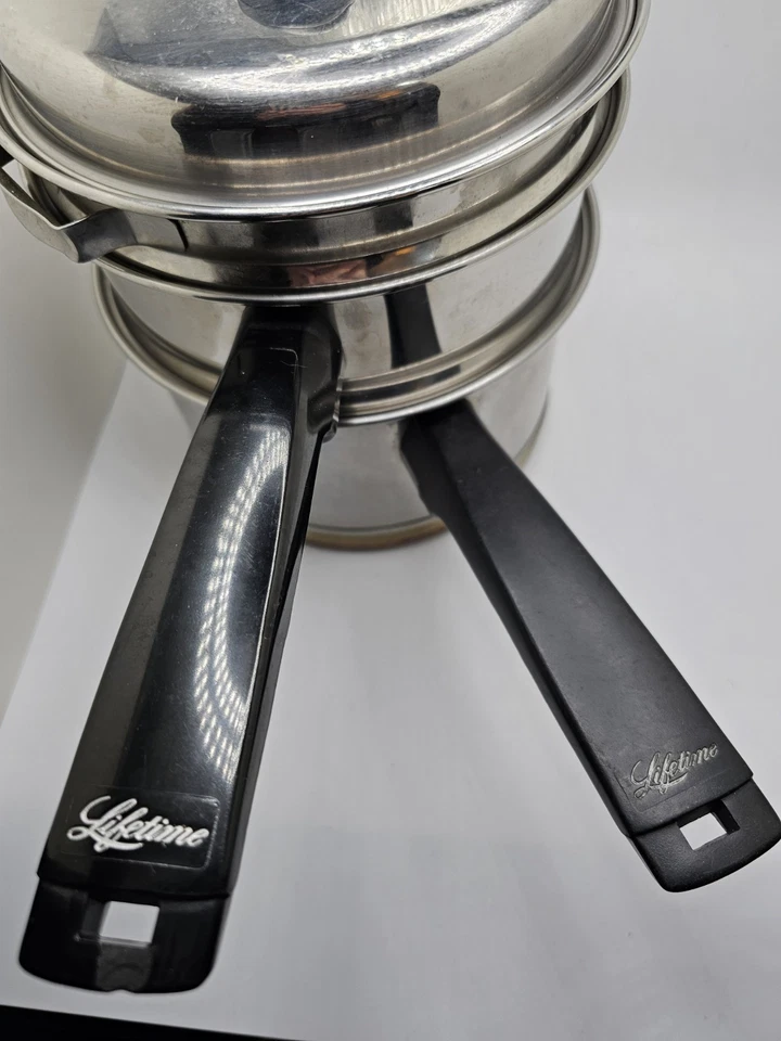 Lifetime Saucepan 3 Qt West Bend Stainless Frying Pot Double Boiler Insert & Lid - Image 2 of 4