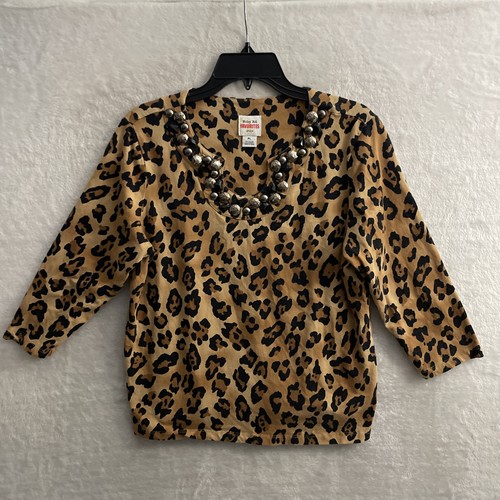 Ruby Rd. Damen Bluse Top Animal Brint Braun Petite Large Baumwollmischung 3/4 - Bild 1 von 7