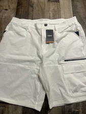 Tacvasen Mens White/Black Trim Outdoor Shorts NWT Pockets Cozy Size 38 Or XXL