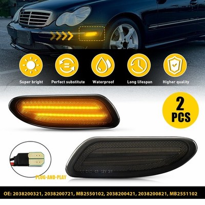Fit 2001 02-2005 Benz W203 C320 Smoked LED Side Marker Lights Amber MB2550102 EJ