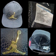 Air Jordan Jumpman Black Snapback Cap Hat Metal Silver Logo - Youth