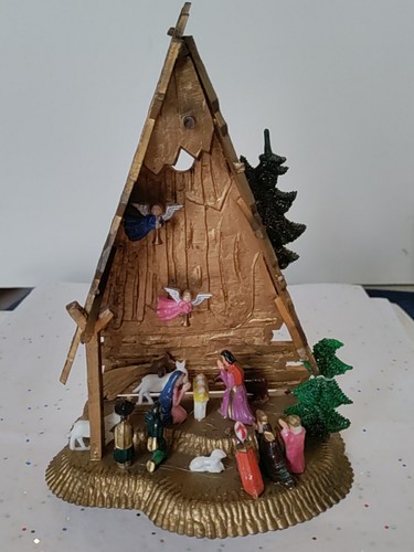Vintage Plastic Nativity Scene 7" Tall X 5" Long X 3 1/2" Wide - Hong Kong