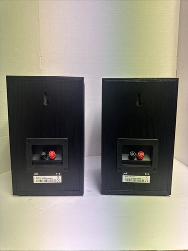 Polk Audio T15 Bookshelf Speakers Pair Black 2 Way Wired Home Stereo Tested - Afbeelding 6 van 6