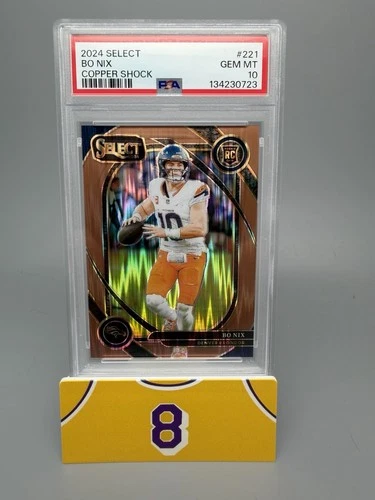 Bo Nix 2024 Panini Select Copper Shock Prizm Rookie 292/299 Card #221 PSA 10