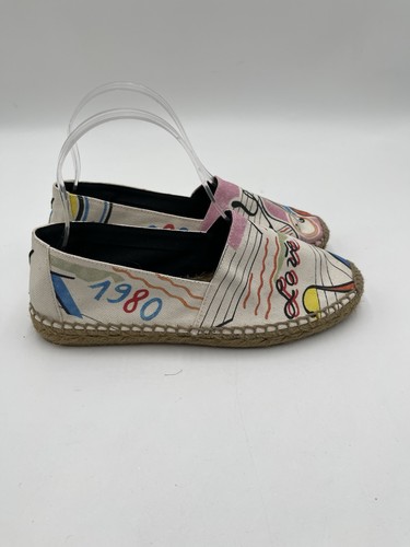 Women’s Saint Laurent Espadrilles Flats 1980 In-Love Print White/Multi Size 37