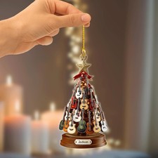 Personalized Guitar Christmas Ornament   Custom Music Lover Tree Decoration