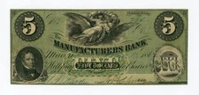 1862 $5 The Manufacturers Bank - Macon, GEORGIA Note CIVIL WAR Era