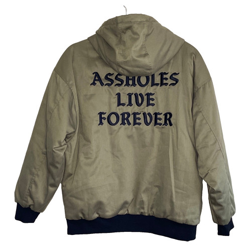 Linda Finegold | A$$holes Live Forever Bomber Jacket | Olive Army Green Coat