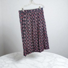 Vintage Koret Geometric Sz 18 Pink and Navy Midi Skirt NWT