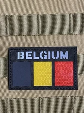 Belgium IR flag infrared Reflective tactical morale patch Hook Loop Black