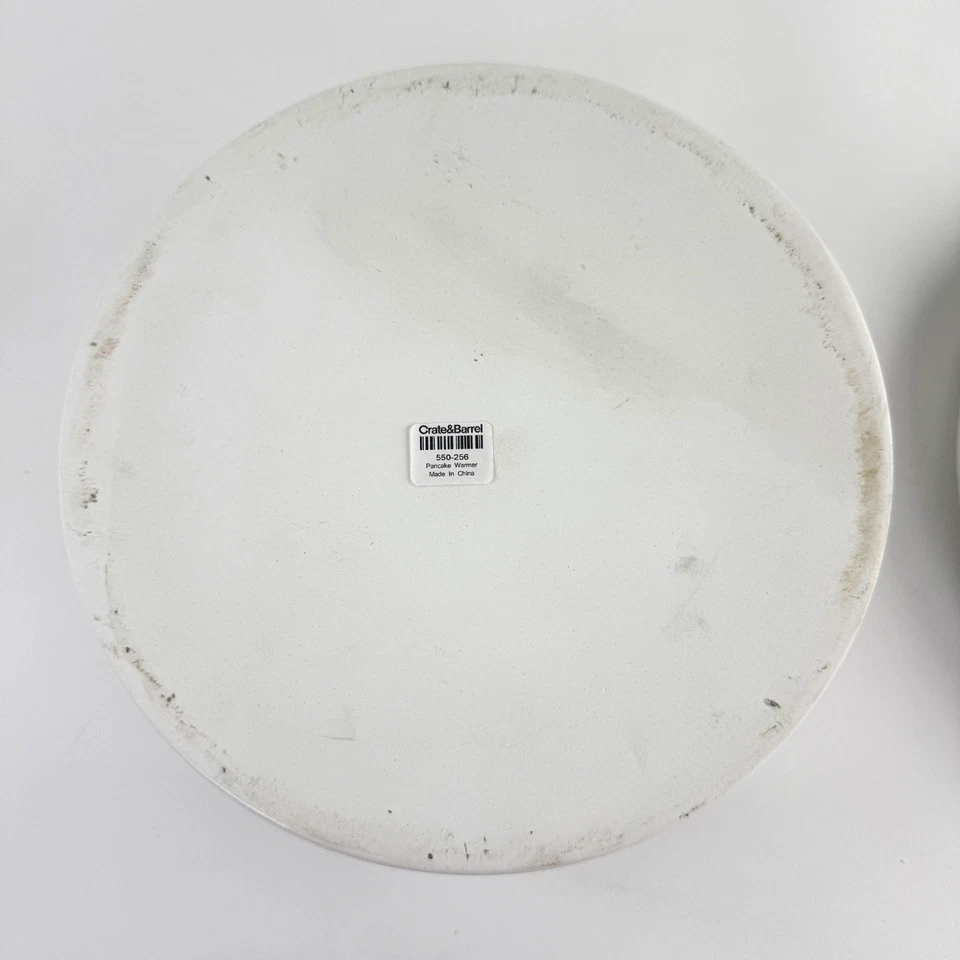 Crate & Barrel Farmhouse Ceramic Pancake Warmer Pita Tortilla White 500-256 - Image 4 of 4