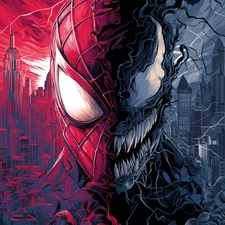 Spiderman & Venom Symbiote Duality Original Fine Art Print - Limited Edition