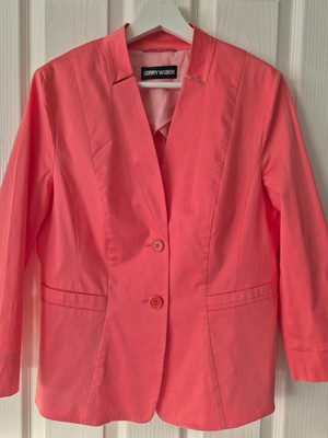 Gerry Weber Womens Coral Pink Satin Fitted Long Sleeve Blazer Size UK14 VGC