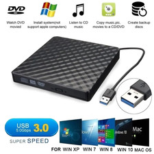 Lecteur Graveur CD DVD Externe USB 3.0 Noir pour PC Mac et Windows - YIKXIULF