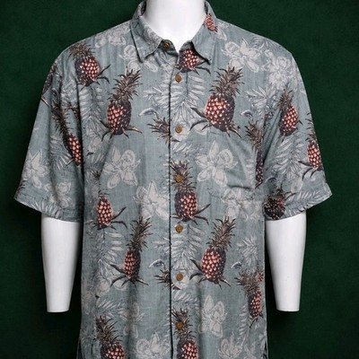 Herren Hawaiihemd XL Keeler Bay Pineapple Print Aloha Tropical Camp Sommer