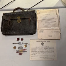 Sgt M. Chapin WW2 Grouping Dog-tag, Bracelet, Pins, Paper work, Letters, Attaché
