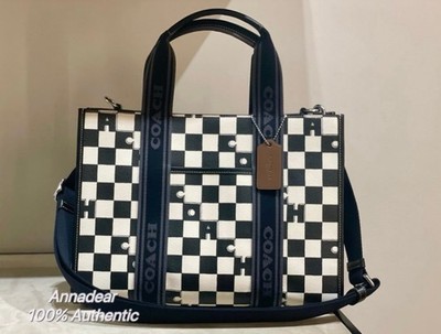 NWT Coach Smith Tote With Checkerboard Print in Black/Chalk CR101