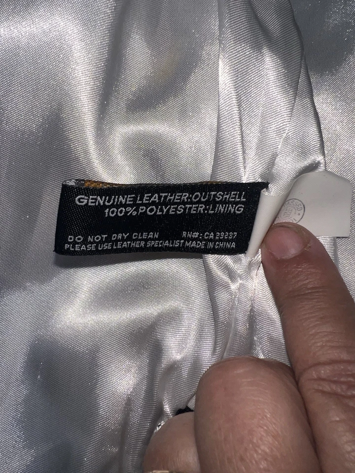 Power Trip Women's Leather Zip Up Motorcycle Jacket Large Cream/Silver Grey Y2K - Image 4 of 4