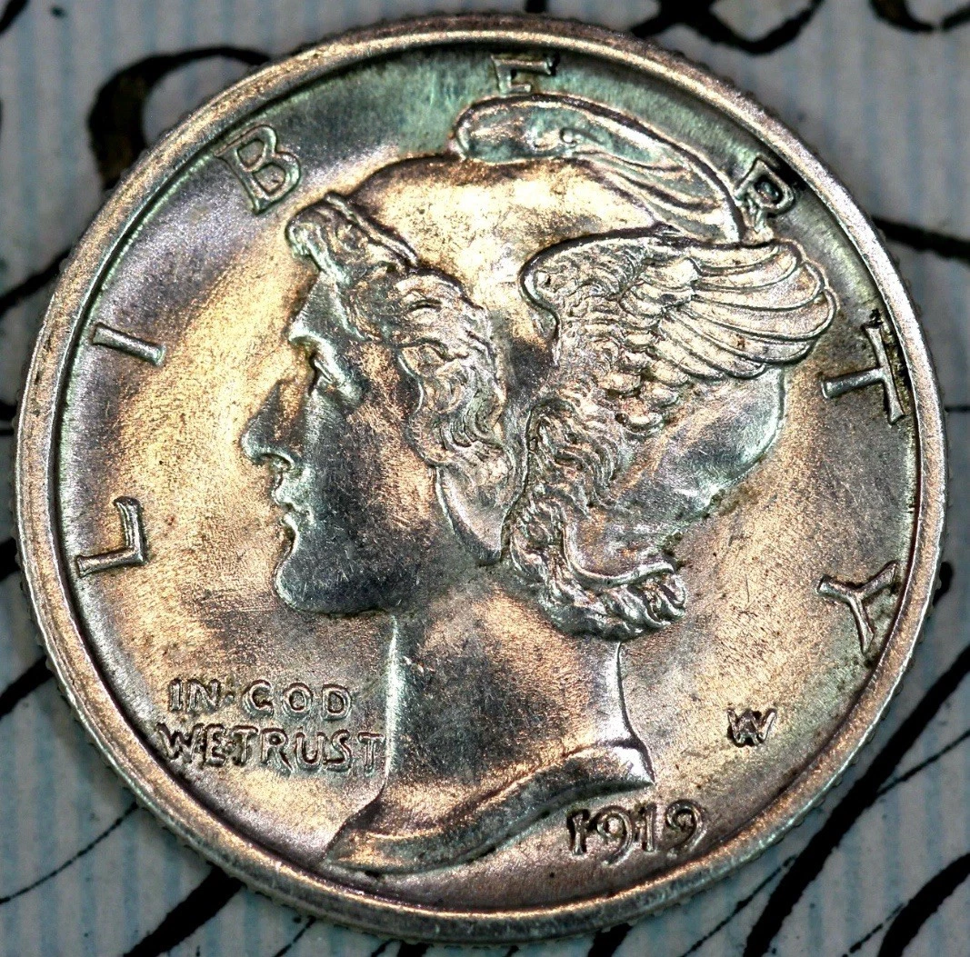 1919-S FSB SUPERB+ GEM BU MS MERCURY SILVER DIME DC358 FROM MATTHEWS HOARD