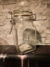Square Clear Glass Canister Storage Jar with Wire Bale Locking Lid