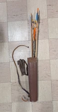 Leather quiver and Easton Gamegetter II 2018 arrows with accessories