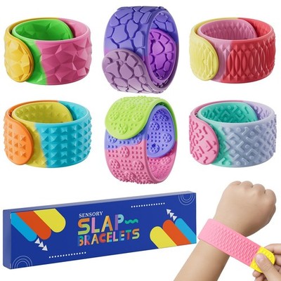 Sensory Slap Bracelets for Kids Teens,6PCS Fidget Toys Snap Bracelets for Str...