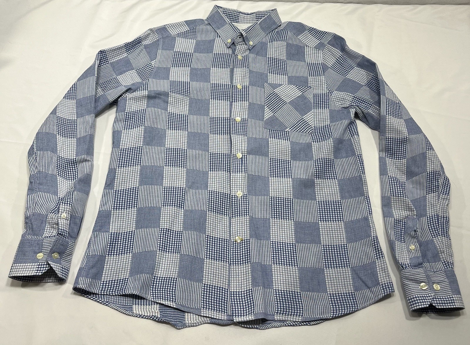 Barbour Button Down Gingham Patchwork Shirt Size … - image 1