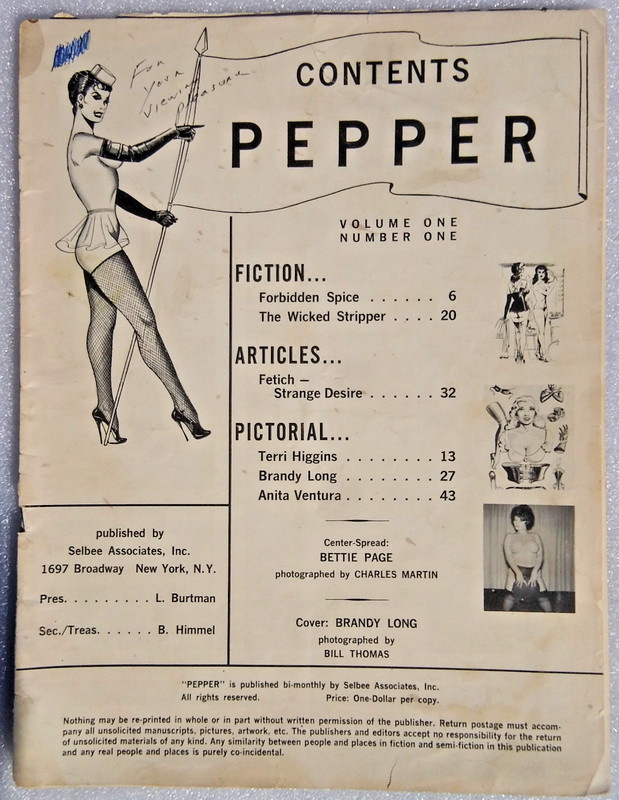 PEPPER Men's Magazine V1No1 1961 Incomplete Just Loose Pages abt 20
