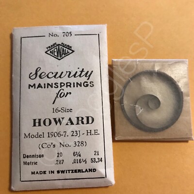 NOS Mainsprings for Howard Watches - Select A Style/Size