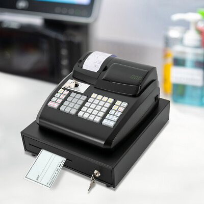 Electronic POS System Cash Register LED Display For Retail W/ Drawer 47 Keys US