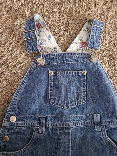 Vintage Girls 4 Med Gymboree Denim Overall Bib Dress patchwork Bandana Y2K EUC - Picture 4 of 7