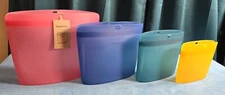 Tupperware THE ULTIMATE SILICONE BAGS SET of 4/Oven, Microwave,Freezer Safe(NEW)