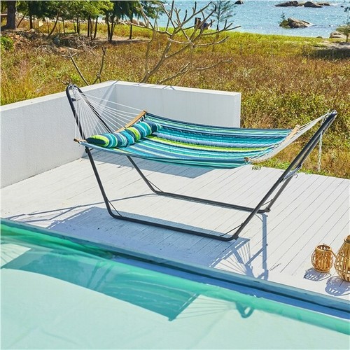 Padded Hammock with Universal Steel Stand for 2–3 People 475lb Capacity Outdoor - Picture 2 of 27