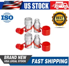 2 Sets 1/2" NPT Flat Face Hydraulic Coupler Quick Connect Skid Steer Bobcat