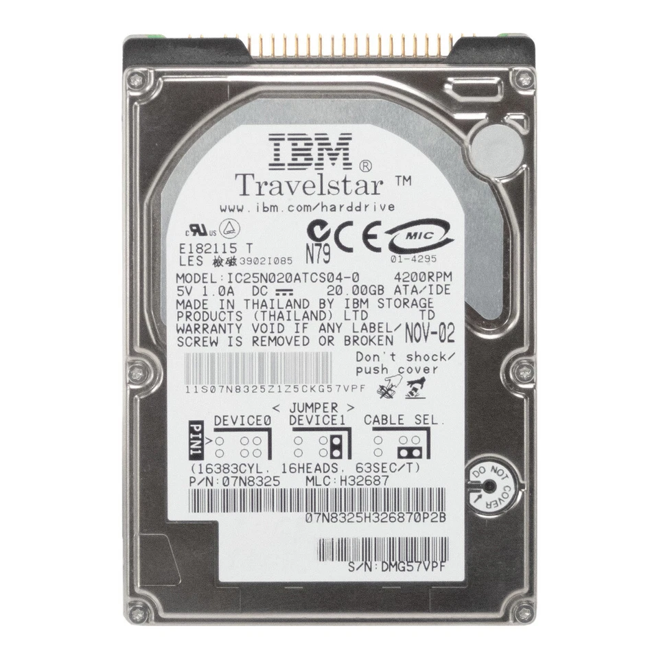 Disco Rigido IBM Travelstar 40GN IC25N020ATCS04-0 07N8325 20GB 4.2K 2MB Ata 2.5 - Image 3 of 3