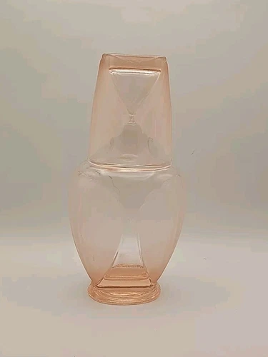 Vintage Crabtree & Evelyn Pink Peach Satin Glass Tumble Up Bedside Carafe London