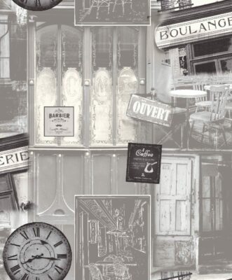 Ugépa franz. Designtapete Vlies L134-08 grau schwarz stylisch Vintage 3D