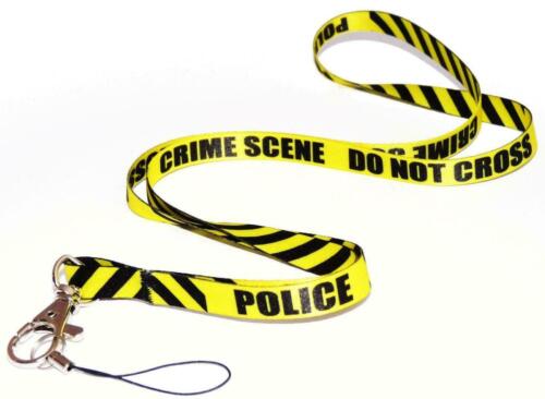 POLICE CRIME SCENE YELLOW QUALITY LANYARD NECK STRAP Ideal for MOBILE ID KEY MP3 - Picture 1 of 7
