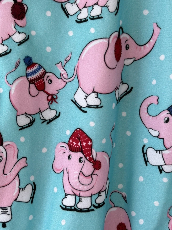 NICK & NORA Elefantes Patinaje sobre Hielo Juvenil XL 14/16 Franela Abotonada Pijama Top Foto 4 de 4