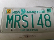Vtg New Hampshire Live Free Die Antique Vanity? 87 stick License Plate MRS I 48
