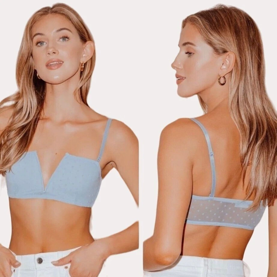 Intimately Free People Sierra Bandeau The Rain Malla Lunares Azul S Nuevo con Etiquetas Foto 2 de 4